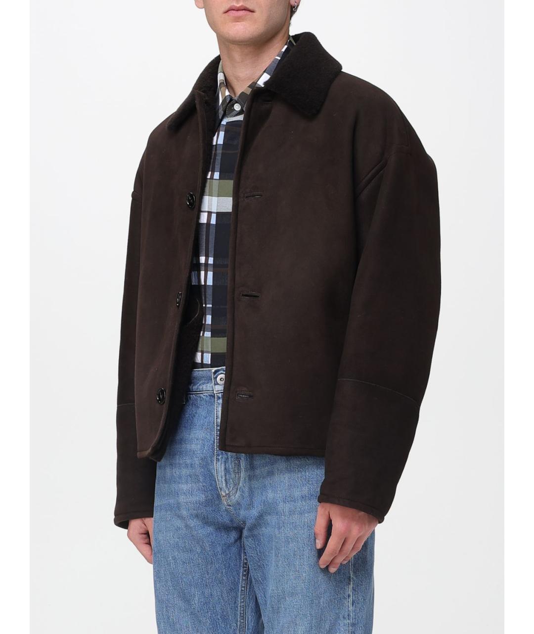 BOTTEGA VENETA Коричневая кожаная дубленка/шуба, фото 5