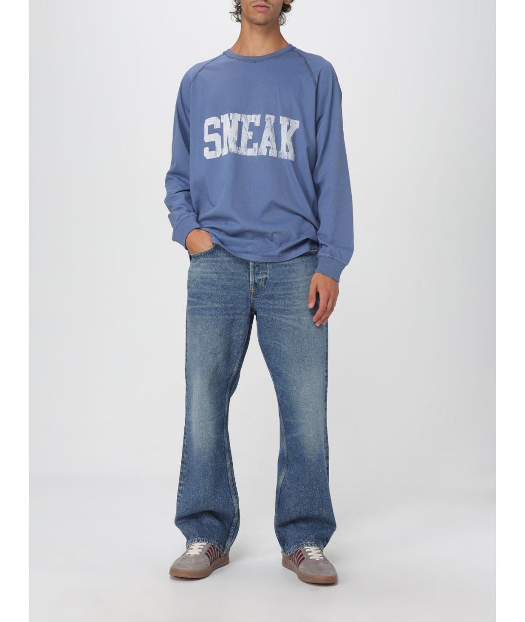 GOLDEN GOOSE DELUXE BRAND Синие хлопковые прямые джинсы, фото 2