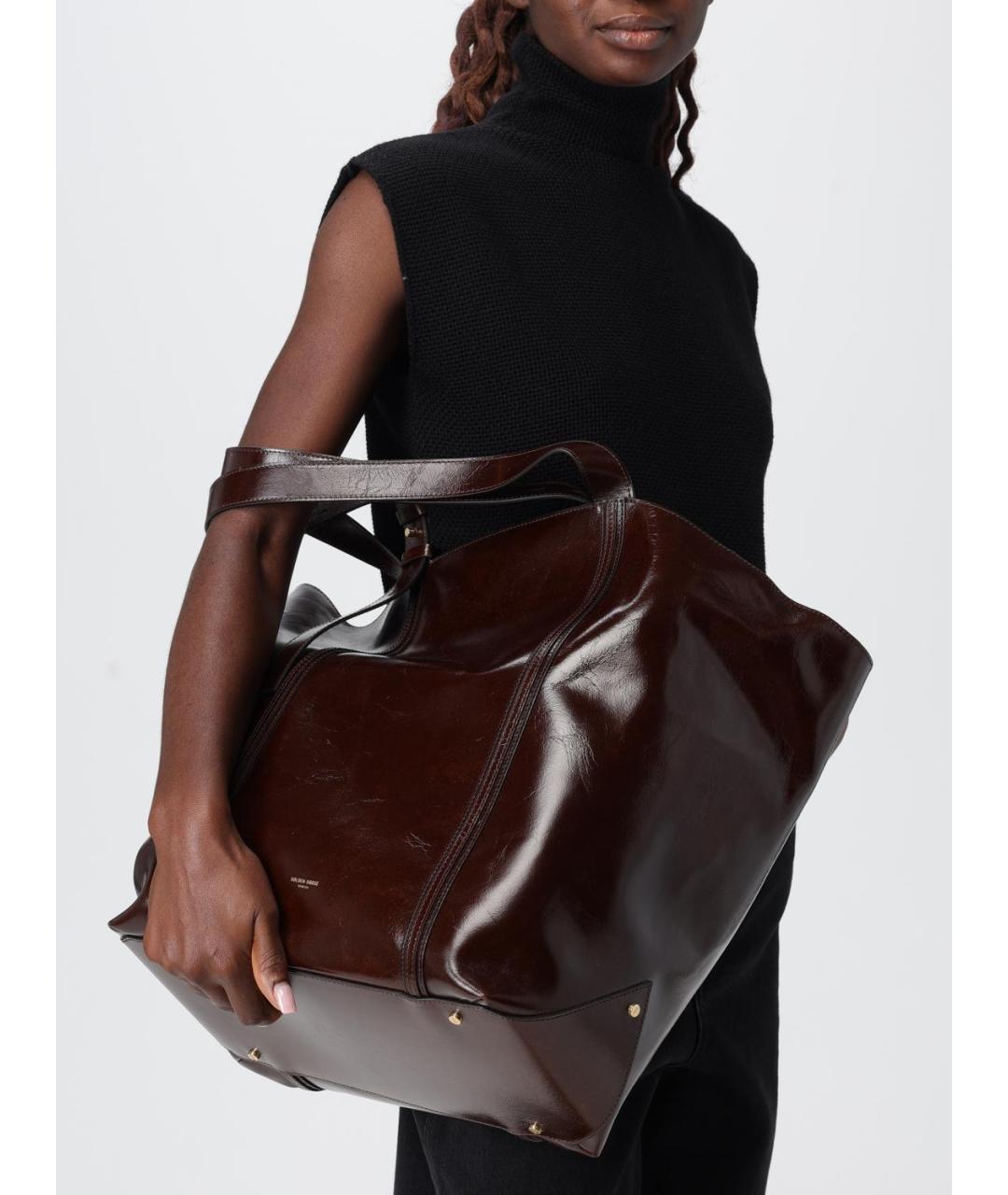 GOLDEN GOOSE DELUXE BRAND Коричневая кожаная сумка тоут, фото 2