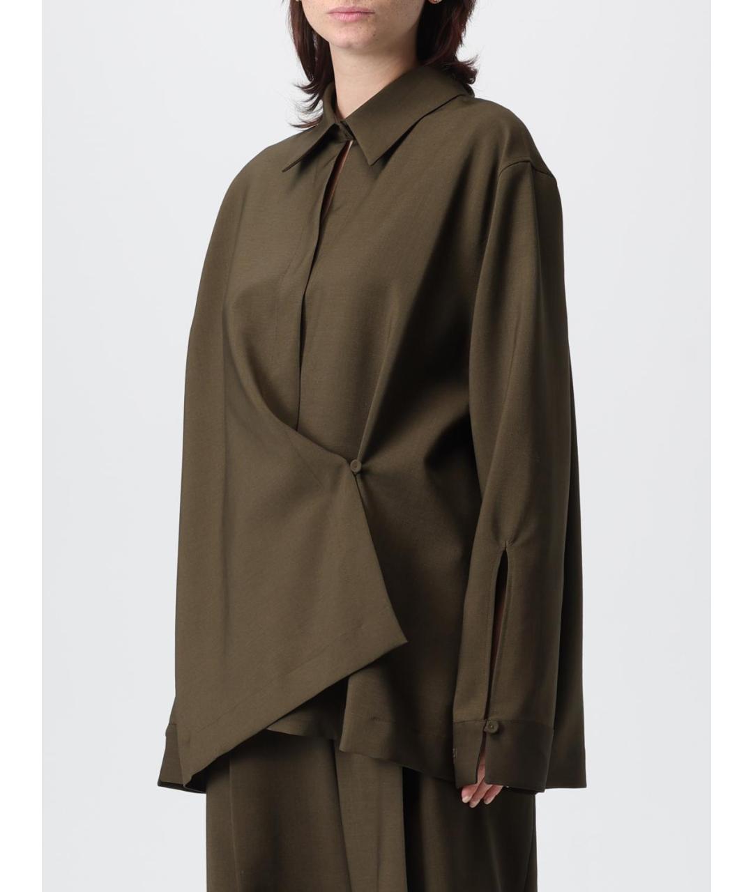 FENDI Хаки шерстяная рубашка, фото 5