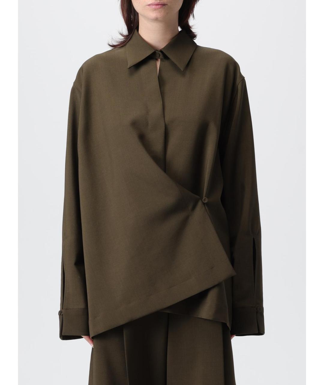 FENDI Хаки шерстяная рубашка, фото 2