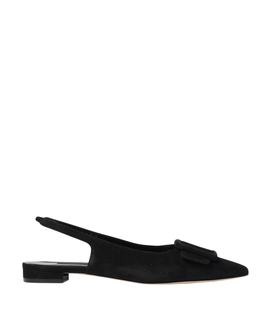 MANOLO BLAHNIK Черные замшевые балетки, фото 1