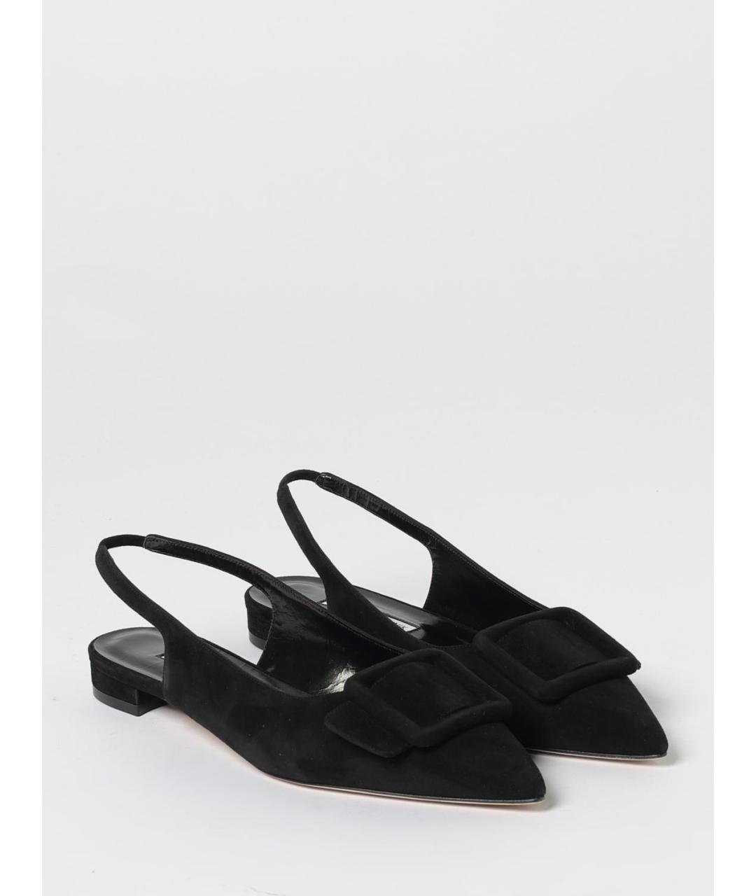 MANOLO BLAHNIK Черные замшевые балетки, фото 2