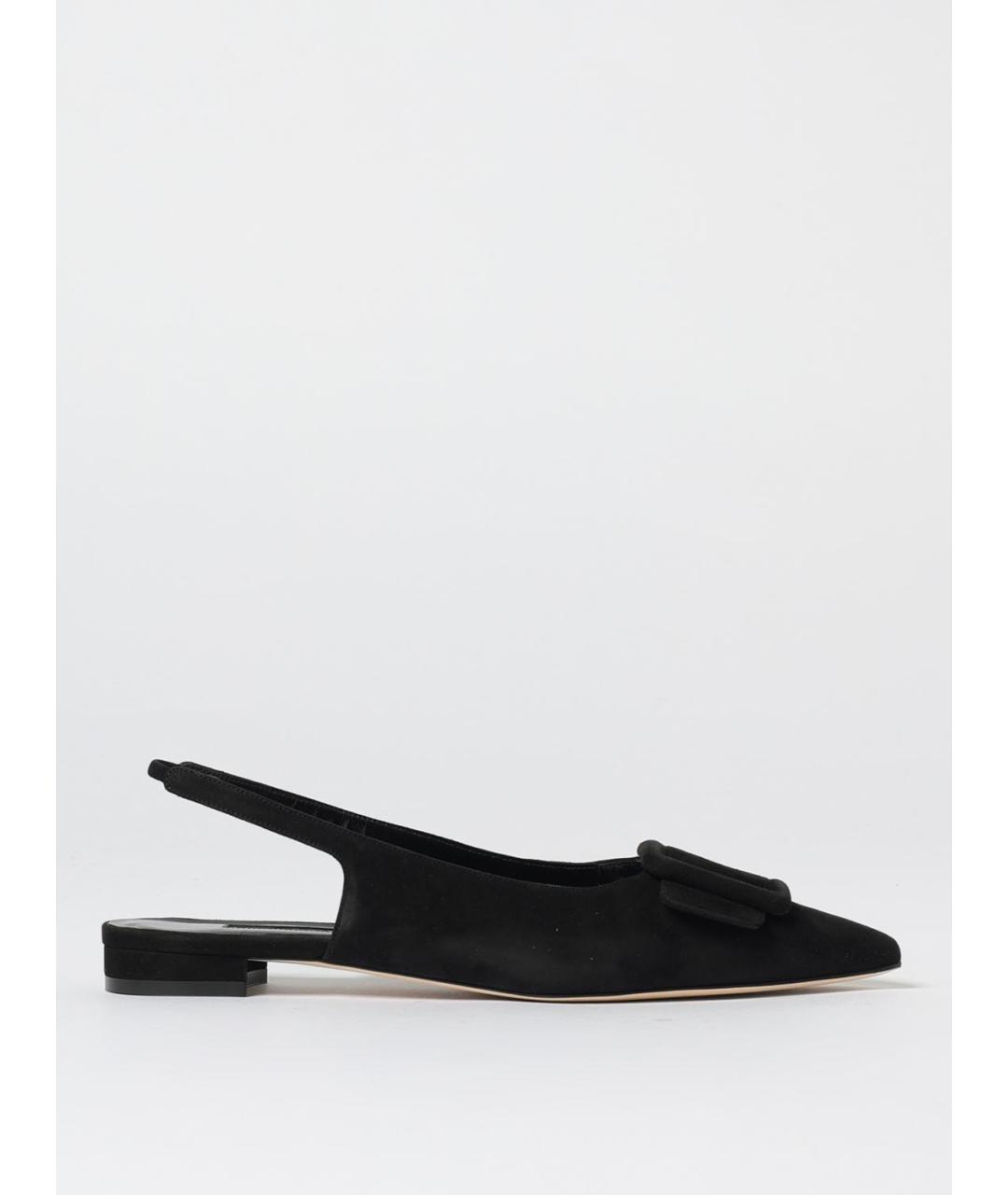 MANOLO BLAHNIK Черные замшевые балетки, фото 5
