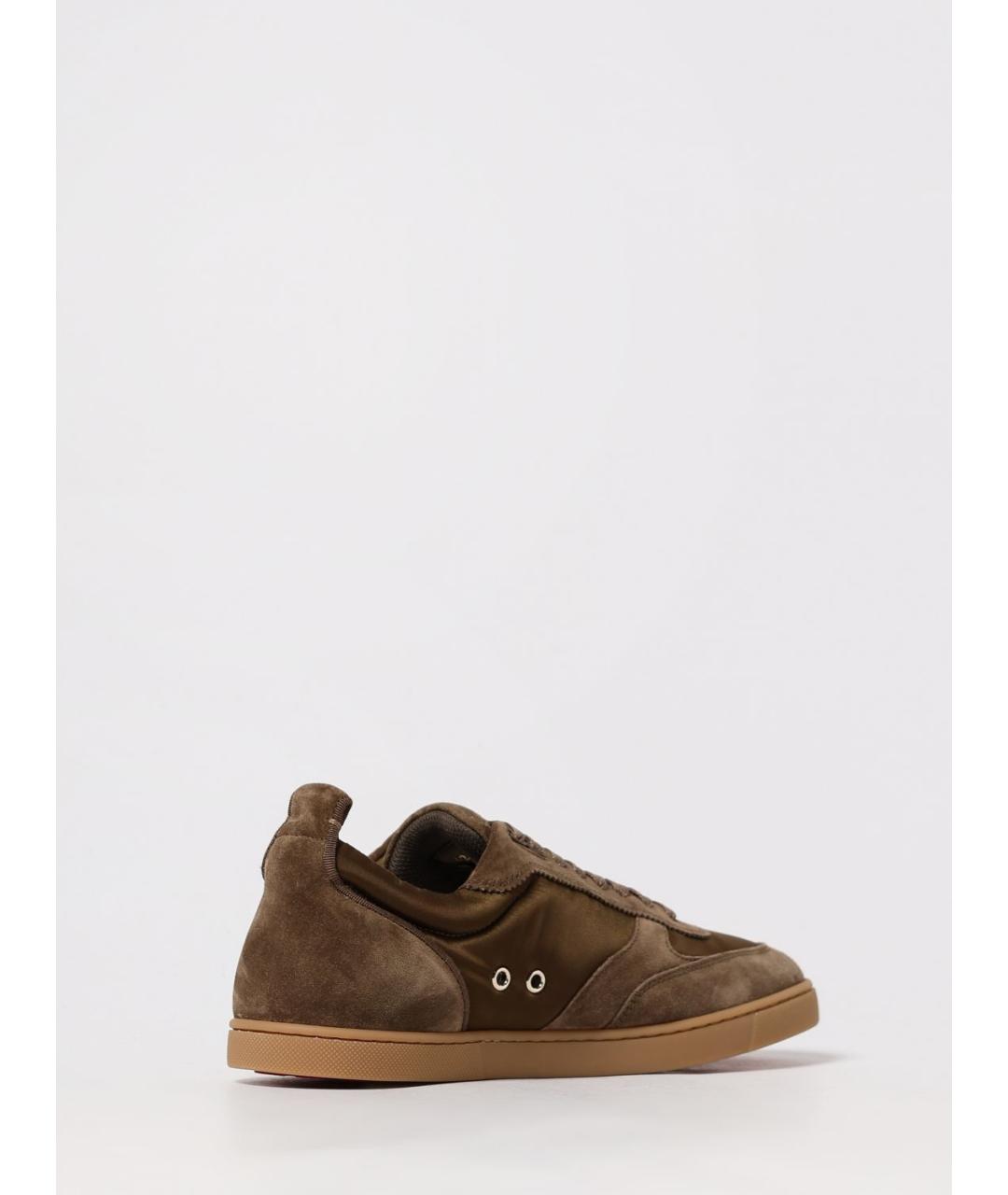 CHRISTIAN LOUBOUTIN Коричневые замшевые низкие кроссовки / кеды, фото 3