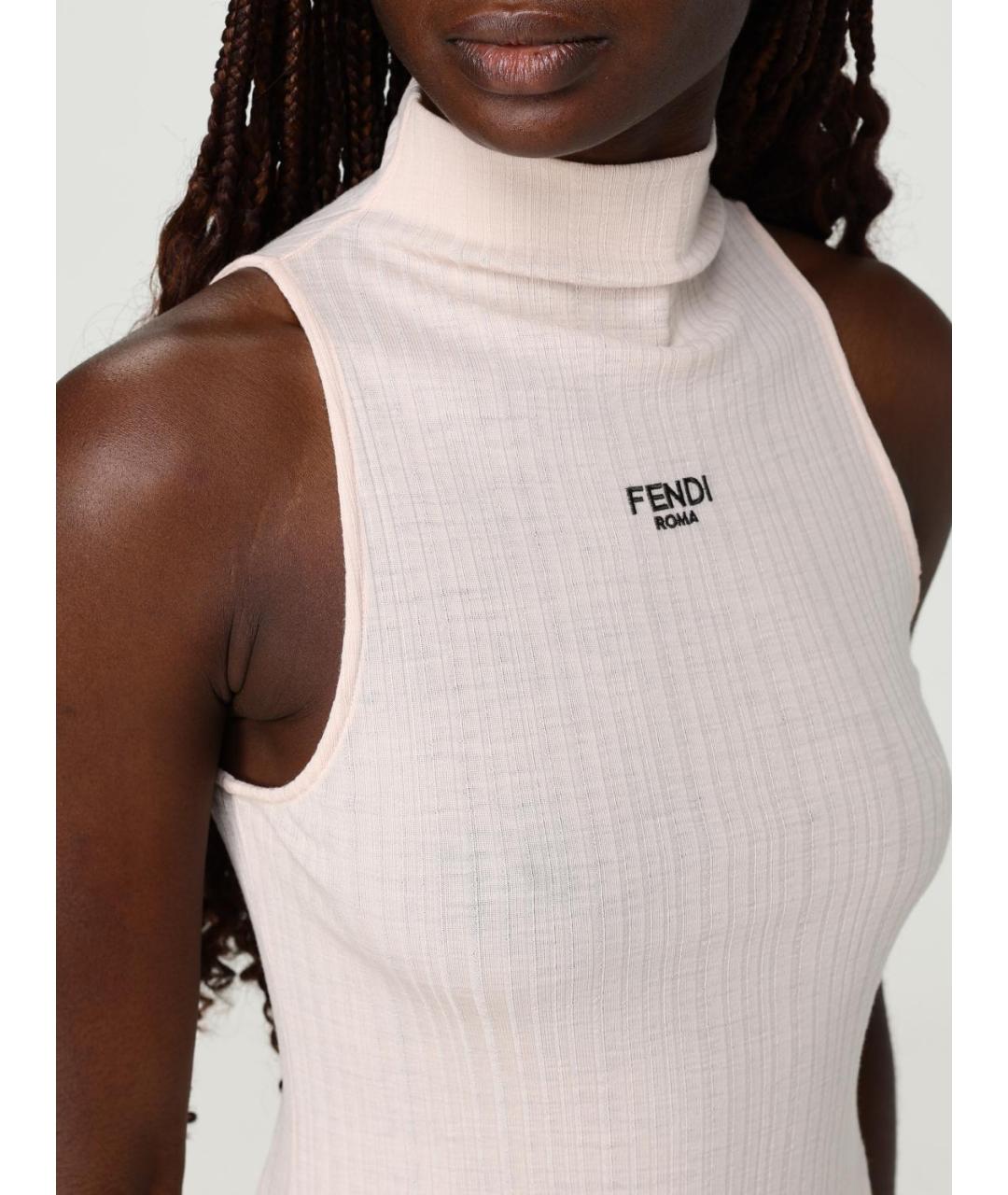 FENDI Розовая полиэстеровая майка, фото 6