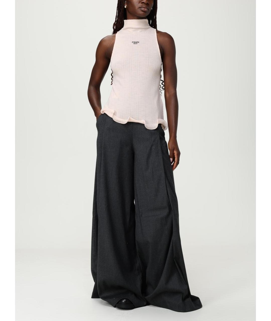 FENDI Розовая полиэстеровая майка, фото 3