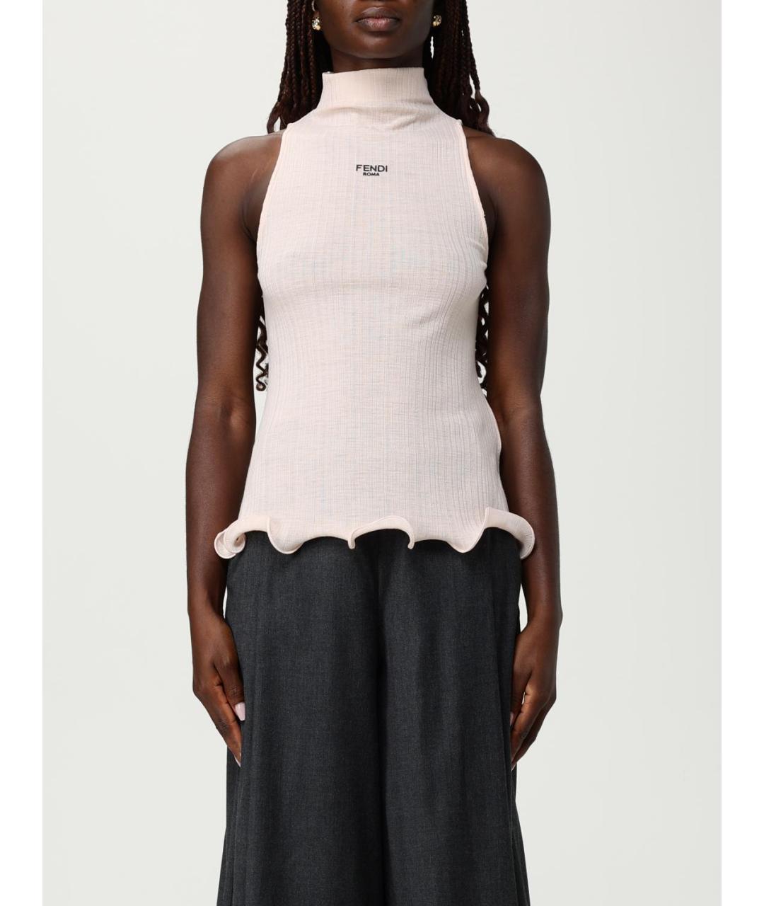 FENDI Розовая полиэстеровая майка, фото 2