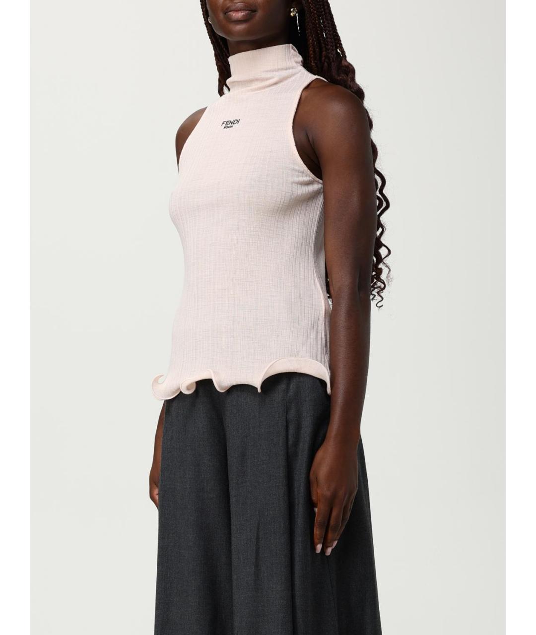 FENDI Розовая полиэстеровая майка, фото 5