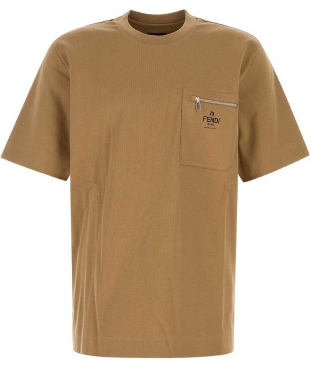 FENDI Бежевая хлопковая футболка, фото 1