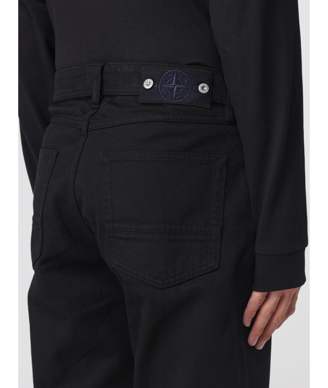 STONE ISLAND Черные хлопковые прямые джинсы, фото 4