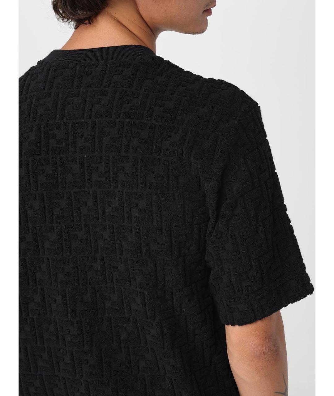 FENDI Черная хлопковая футболка, фото 5