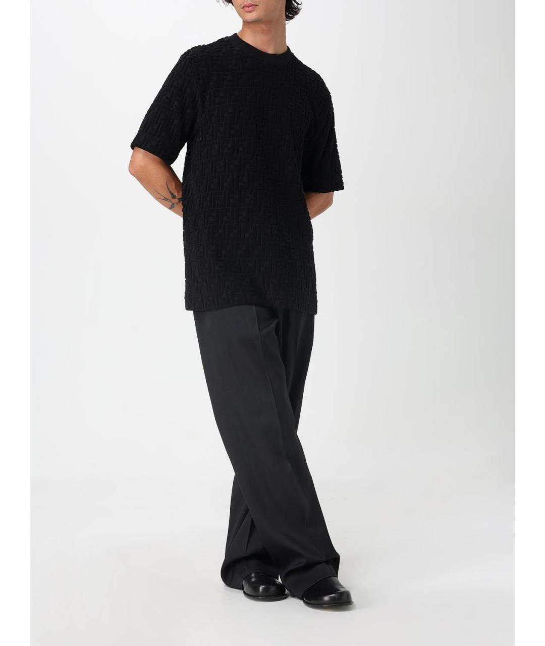 FENDI Черная хлопковая футболка, фото 2