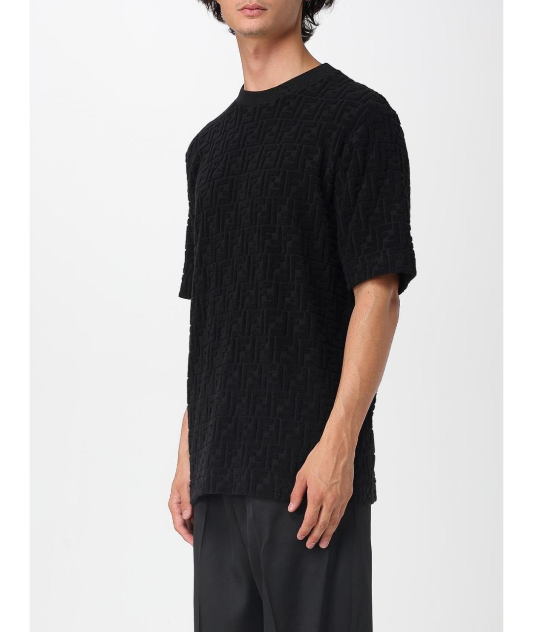 FENDI Черная хлопковая футболка, фото 4