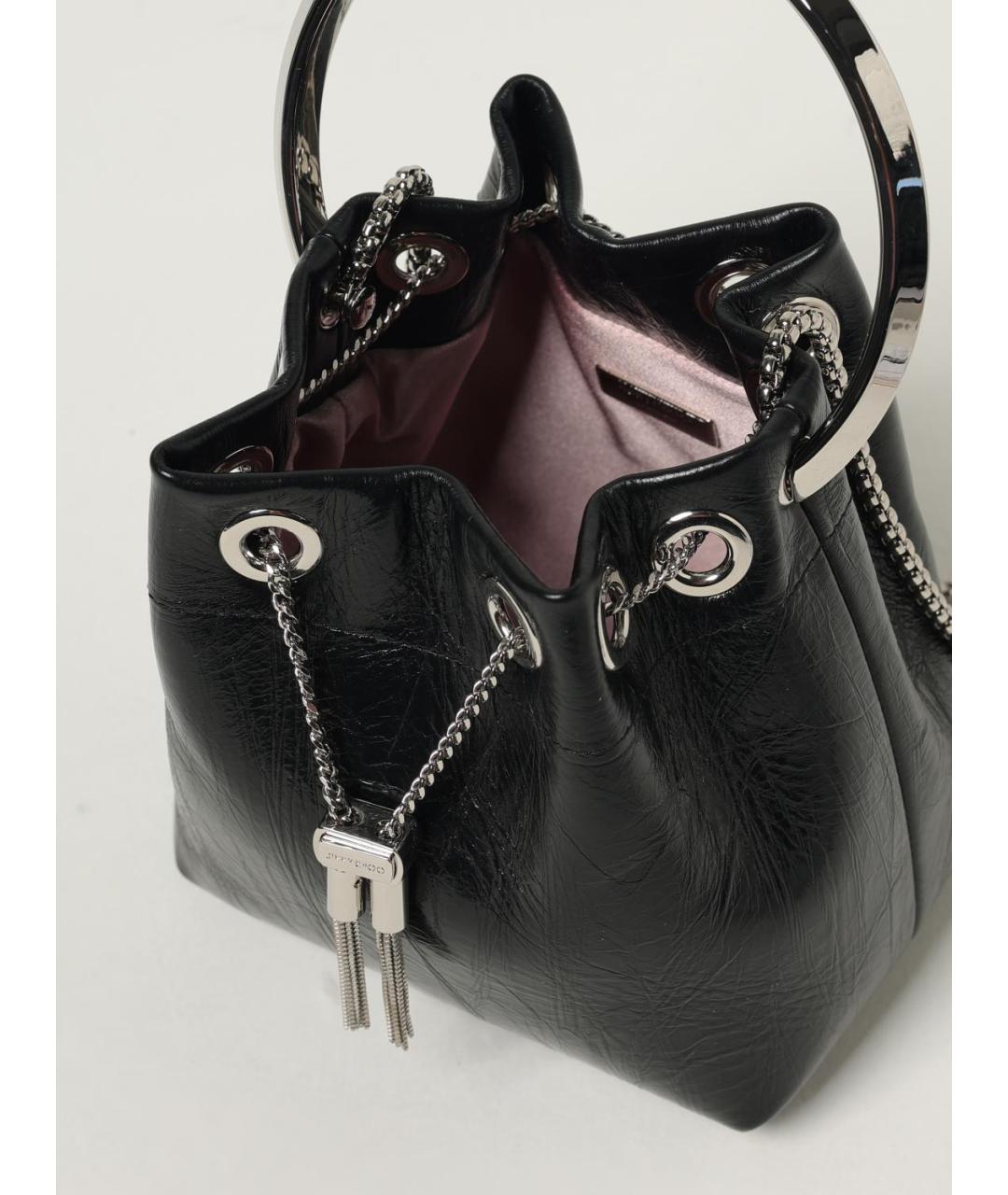 JIMMY CHOO Черная кожаная сумка с короткими ручками, фото 4