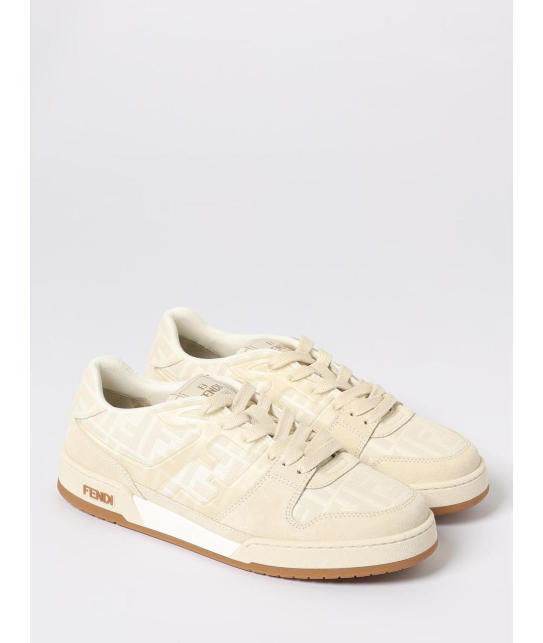 FENDI Бежевые замшевые низкие кроссовки / кеды, фото 2