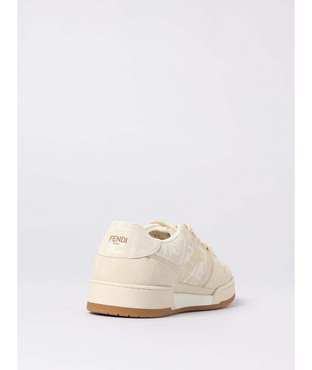 FENDI Бежевые замшевые низкие кроссовки / кеды, фото 3