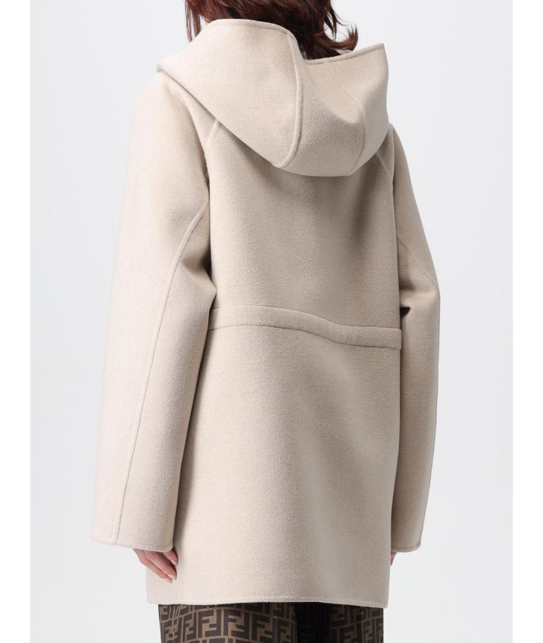 FENDI Бежевое шерстяное пальто, фото 4