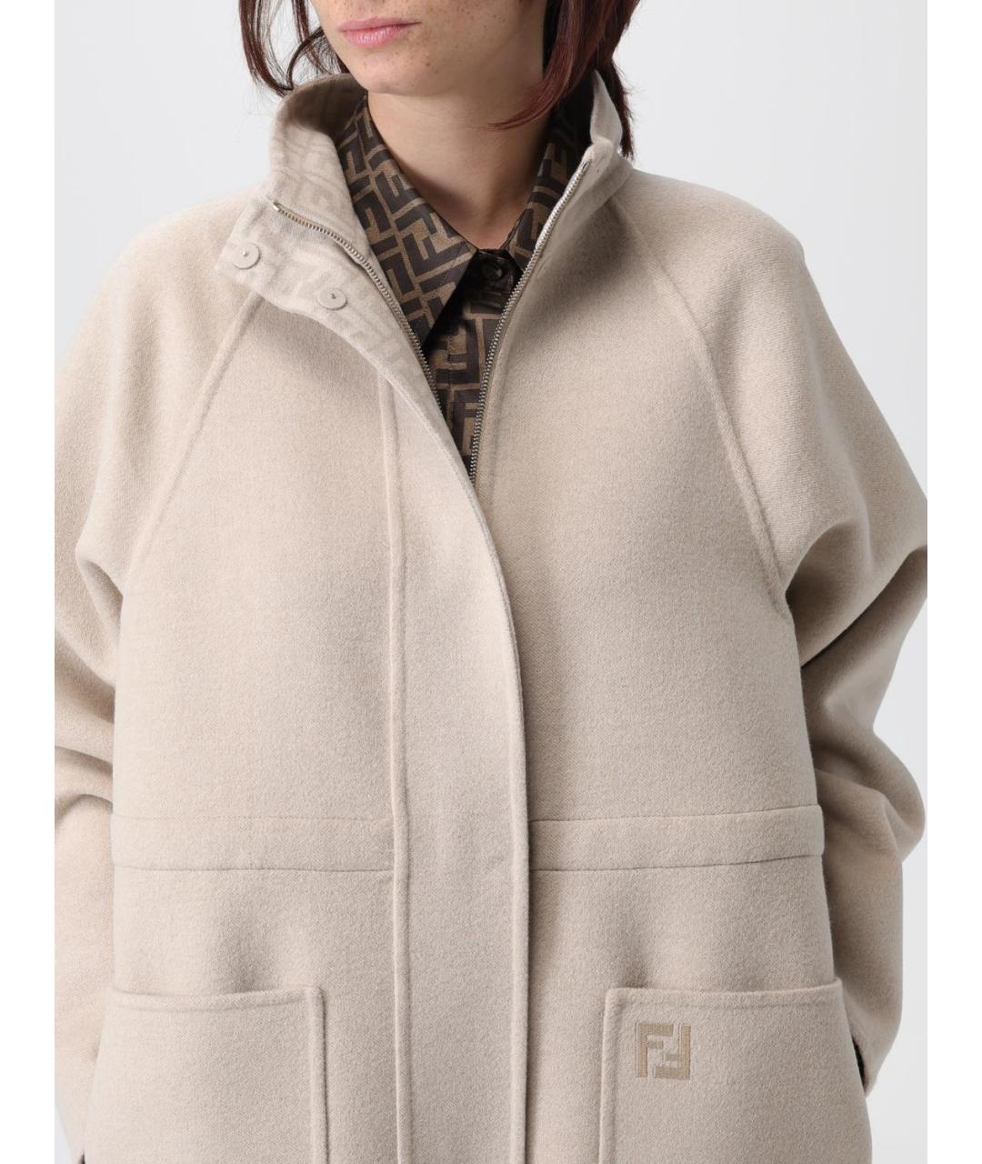 FENDI Бежевое шерстяное пальто, фото 6