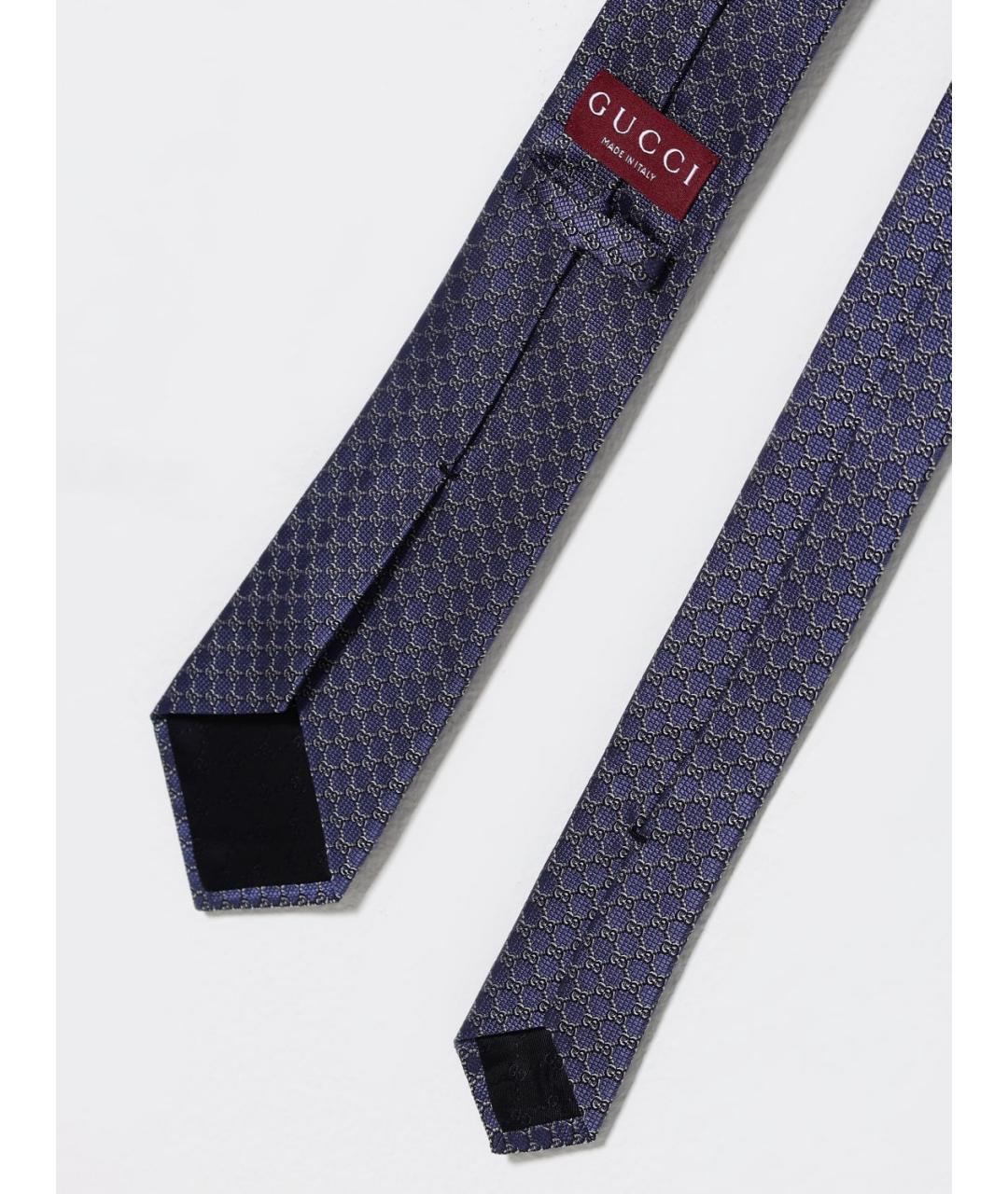 GUCCI Темно-синий шелковый галстук, фото 2