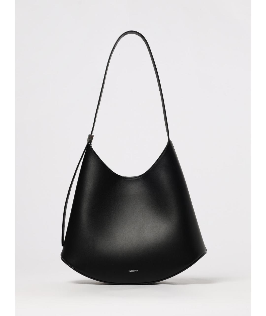 JIL SANDER Черная кожаная сумка через плечо, фото 6