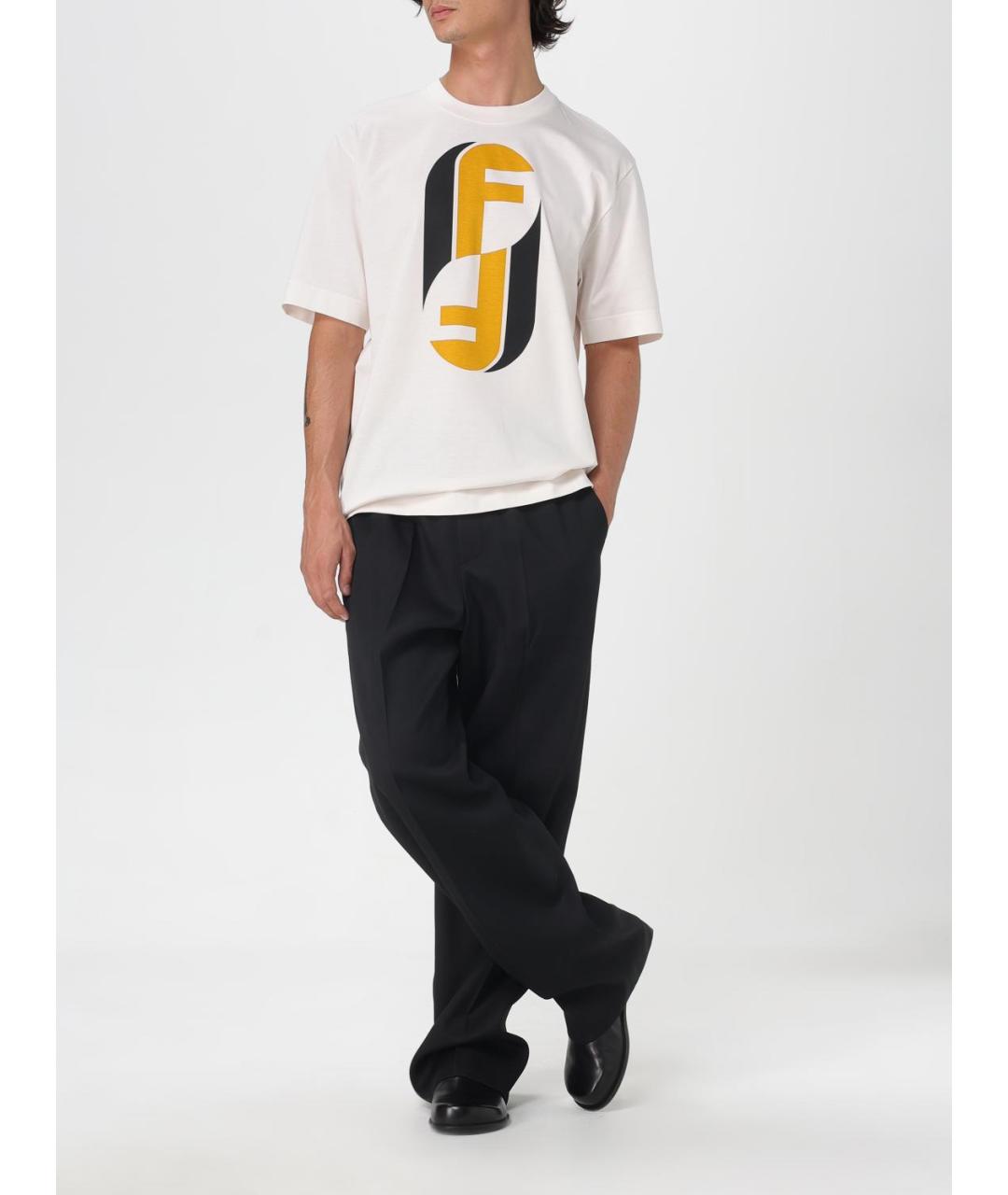 FENDI Белая хлопковая футболка, фото 3