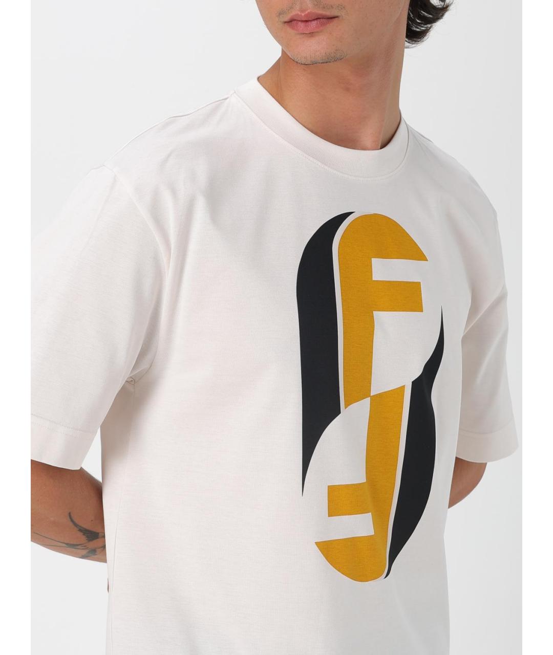 FENDI Белая хлопковая футболка, фото 6