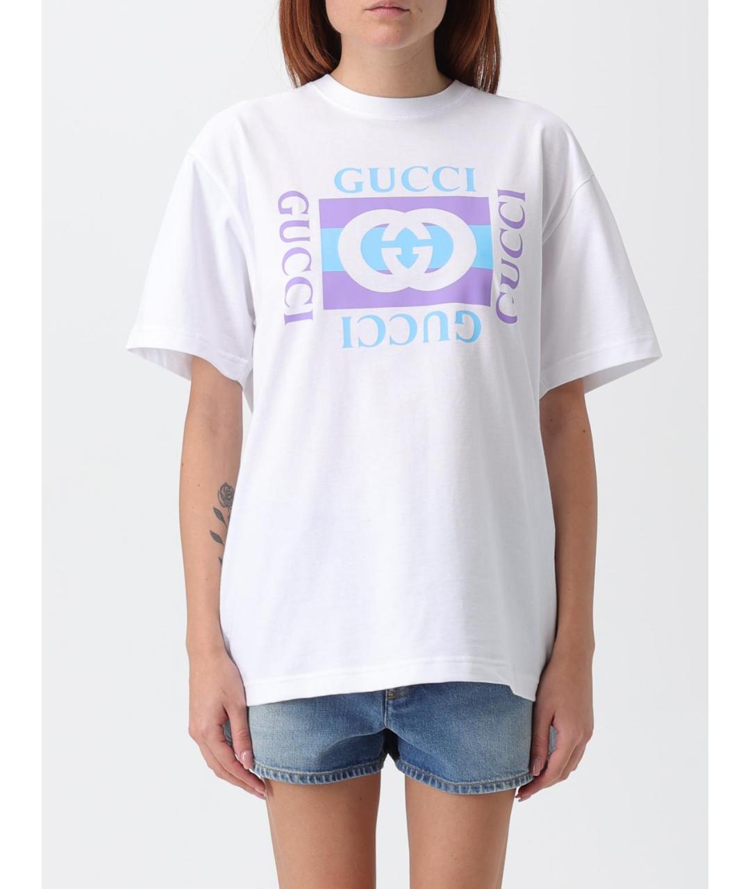 GUCCI Белая хлопковая футболка, фото 2