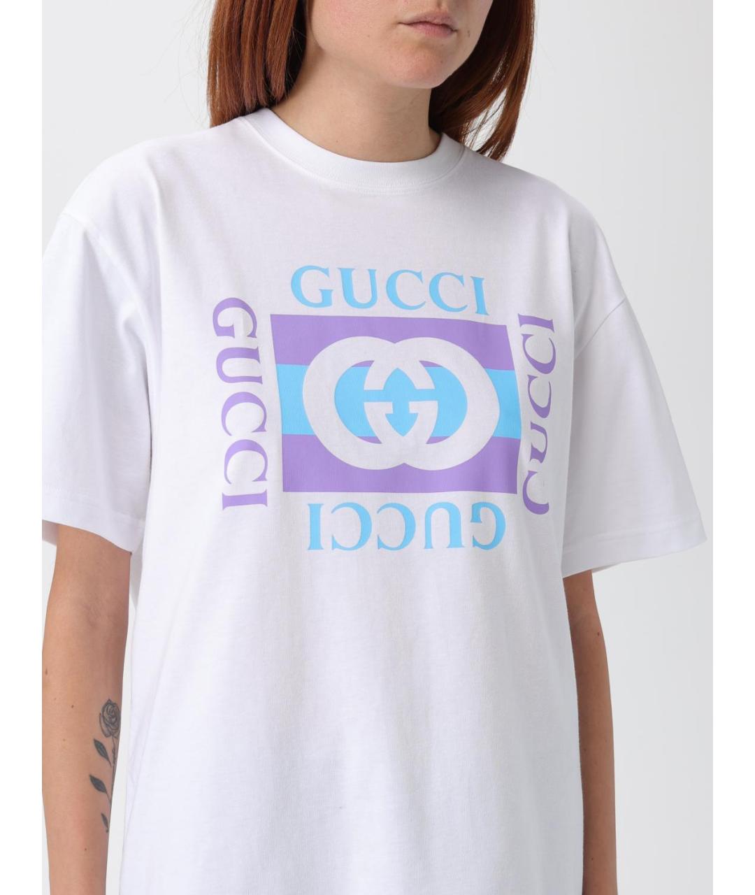 GUCCI Белая хлопковая футболка, фото 6