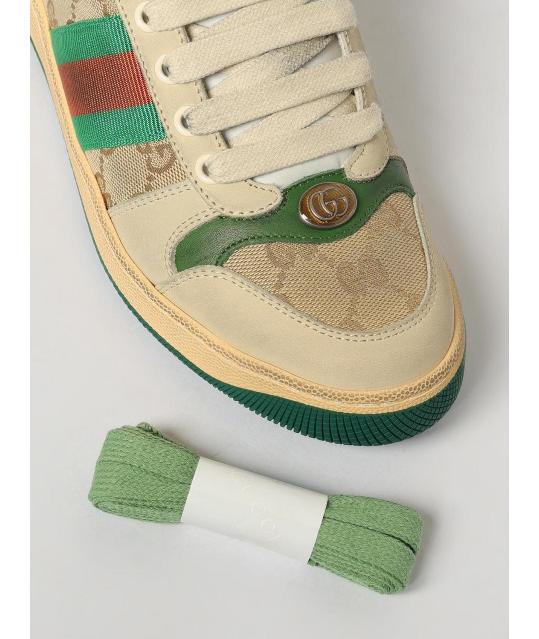 GUCCI Бежевые кожаные кеды, фото 4