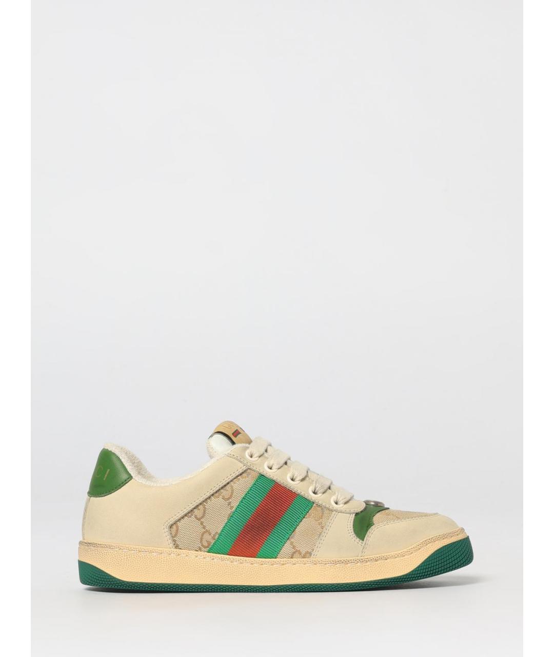 GUCCI Бежевые кожаные кеды, фото 5