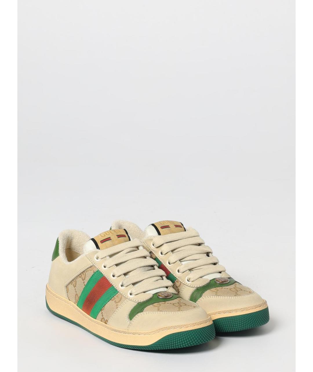 GUCCI Бежевые кожаные кеды, фото 2