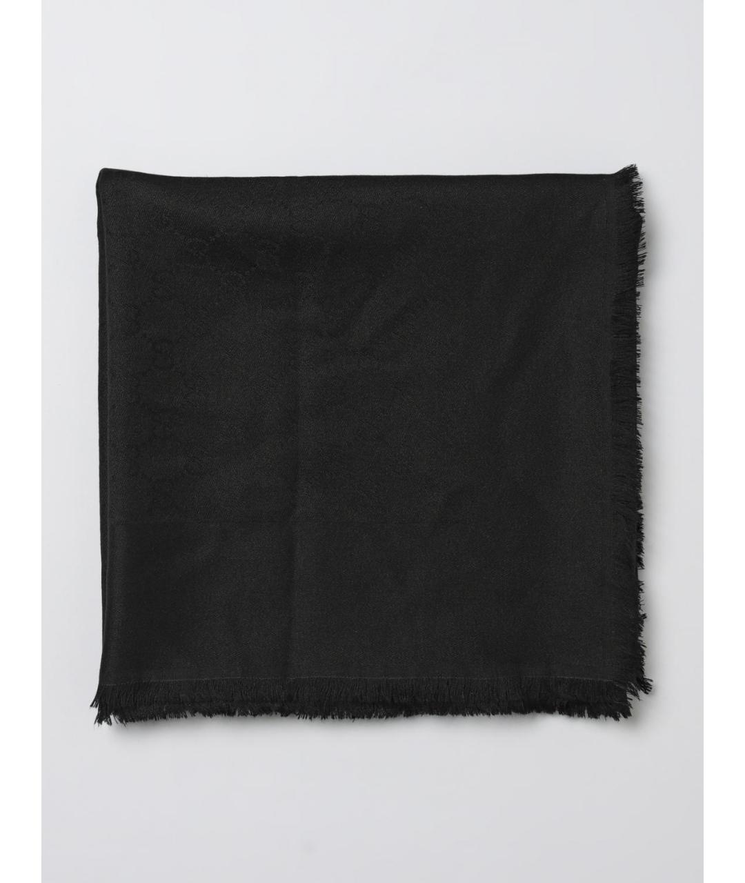 GUCCI Черный шерстяной шарф, фото 5