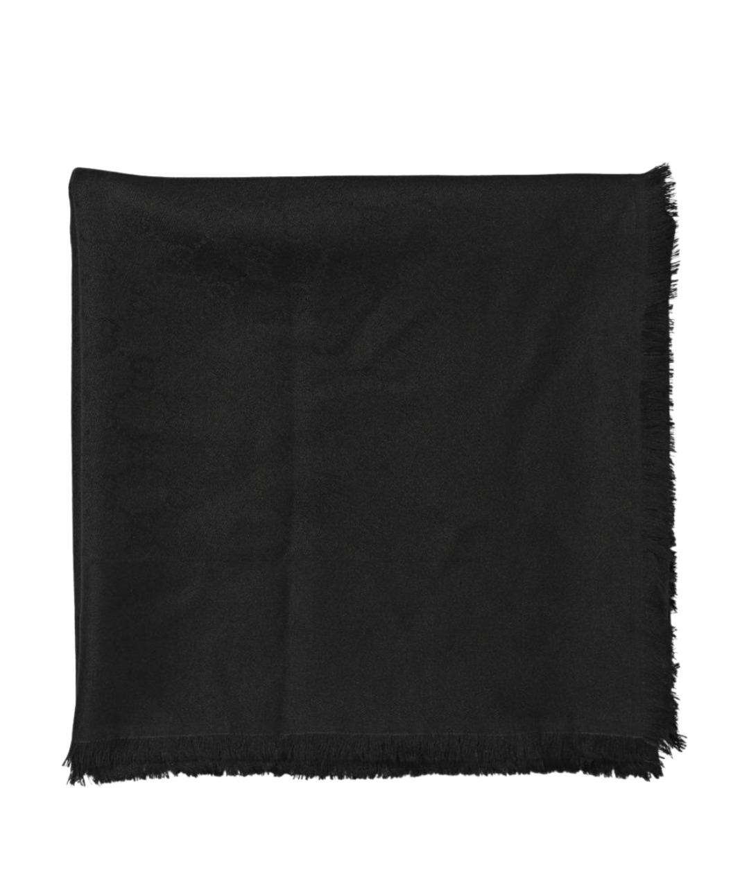 GUCCI Черный шерстяной шарф, фото 1