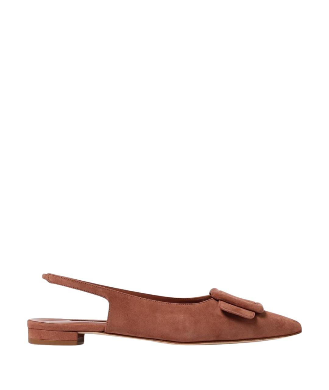 MANOLO BLAHNIK Бежевые замшевые балетки, фото 1