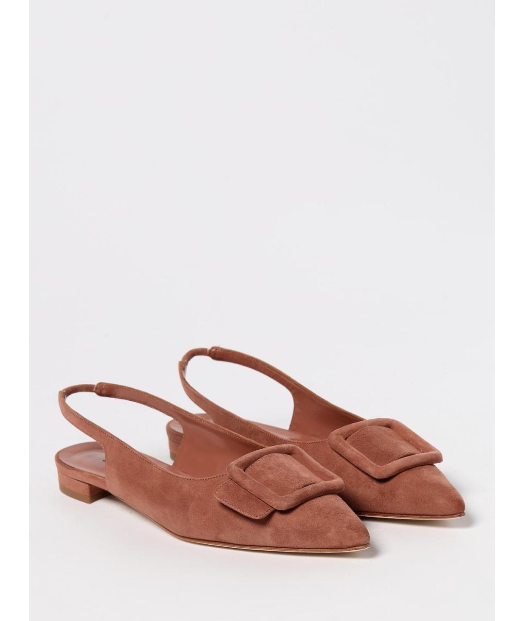 MANOLO BLAHNIK Бежевые замшевые балетки, фото 2