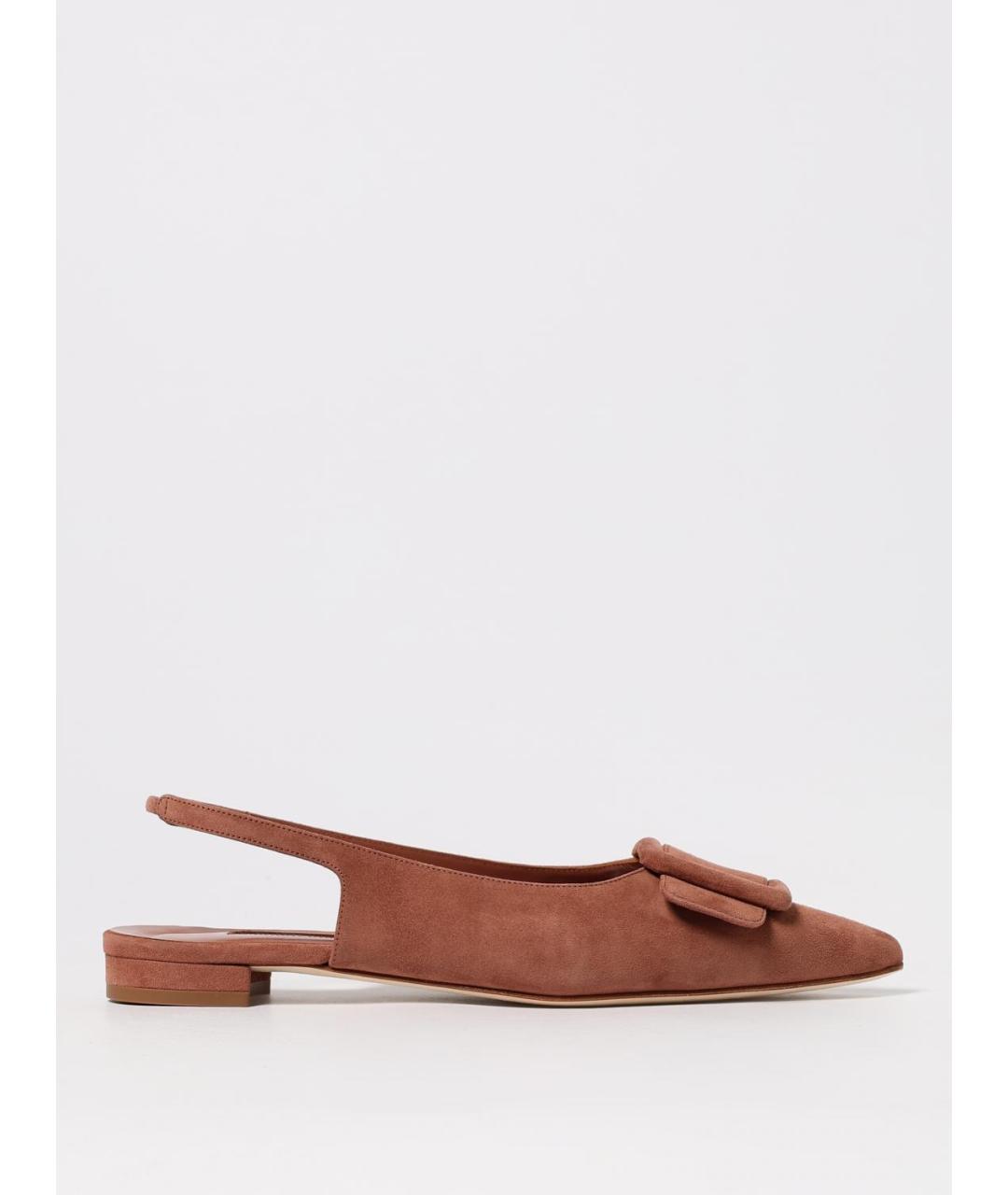 MANOLO BLAHNIK Бежевые замшевые балетки, фото 5