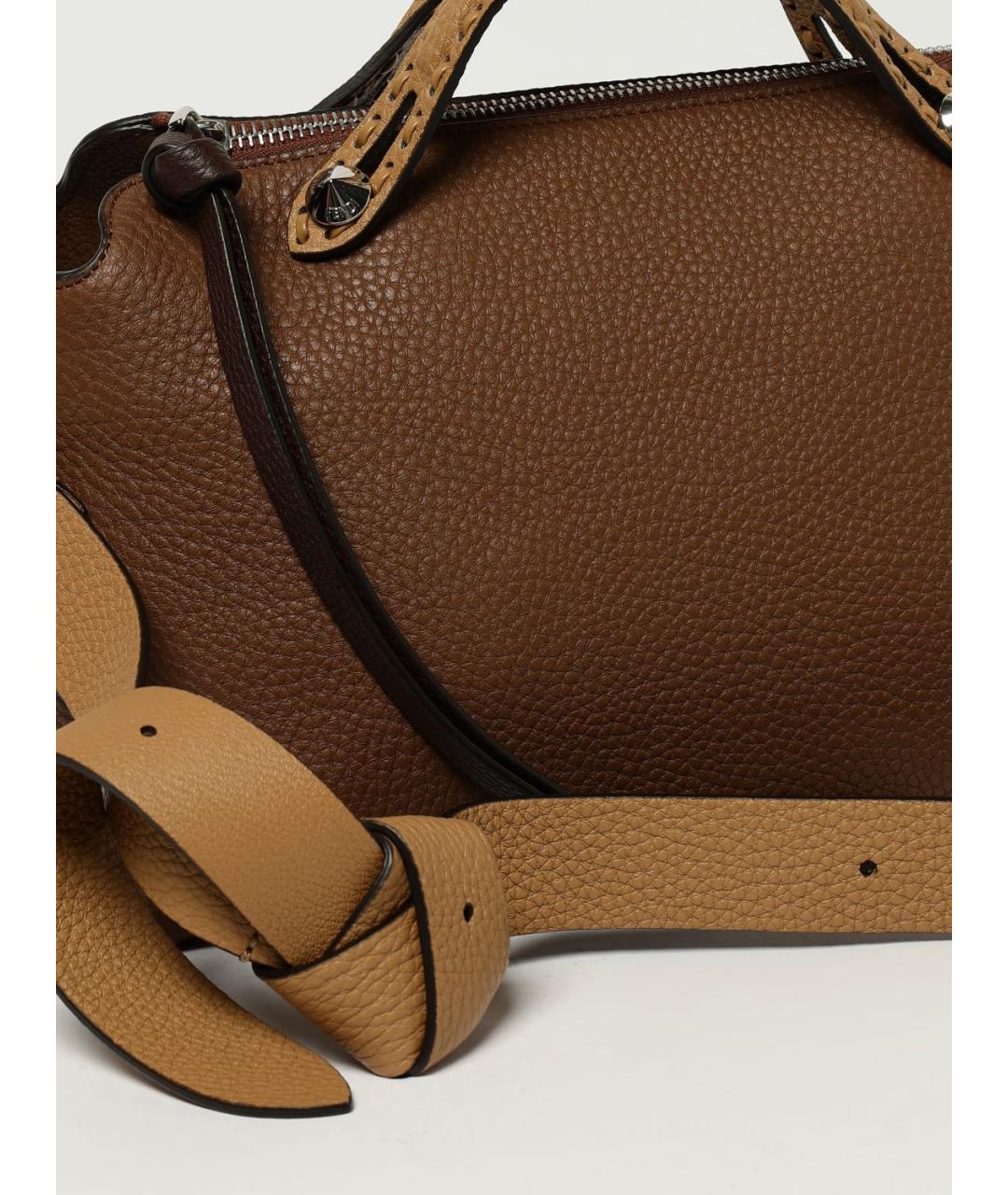 FENDI Коричневая кожаная сумка через плечо, фото 4