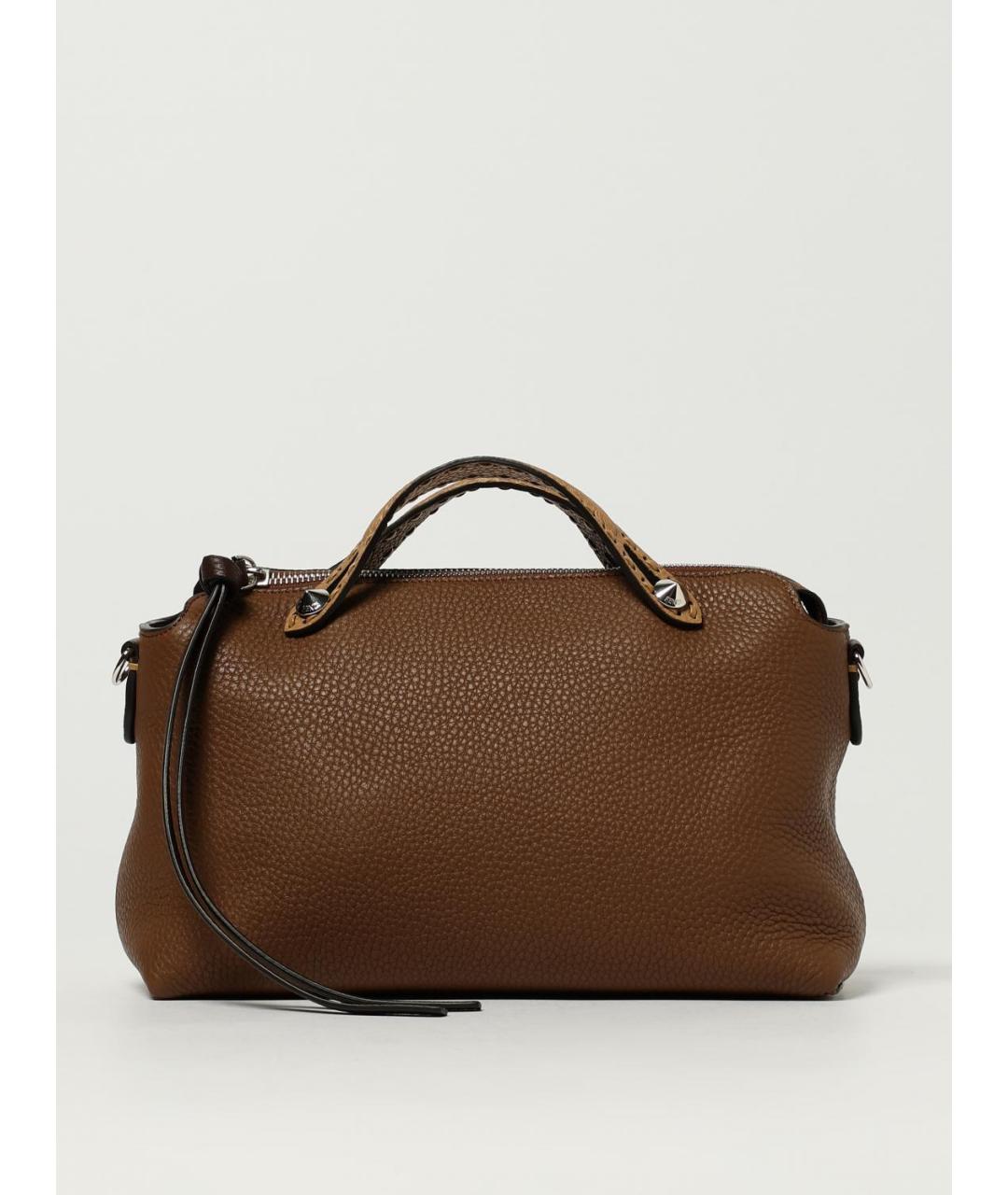 FENDI Коричневая кожаная сумка через плечо, фото 6