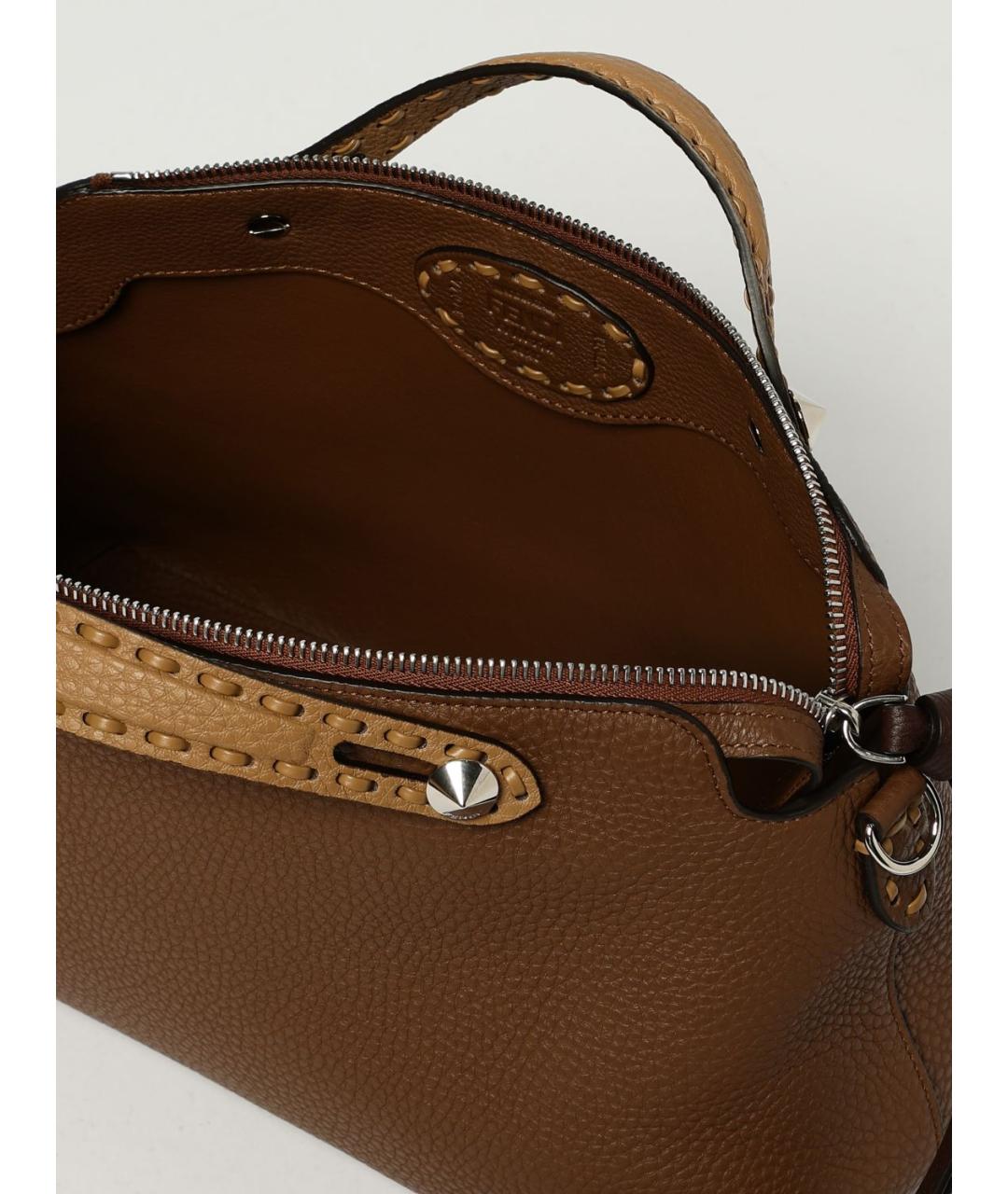 FENDI Коричневая кожаная сумка через плечо, фото 5