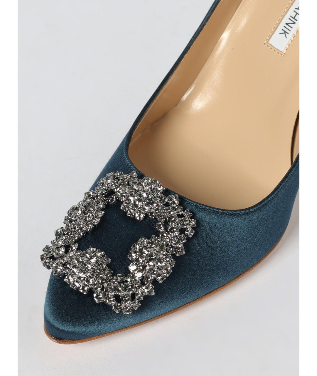 MANOLO BLAHNIK Синие текстильные туфли, фото 4