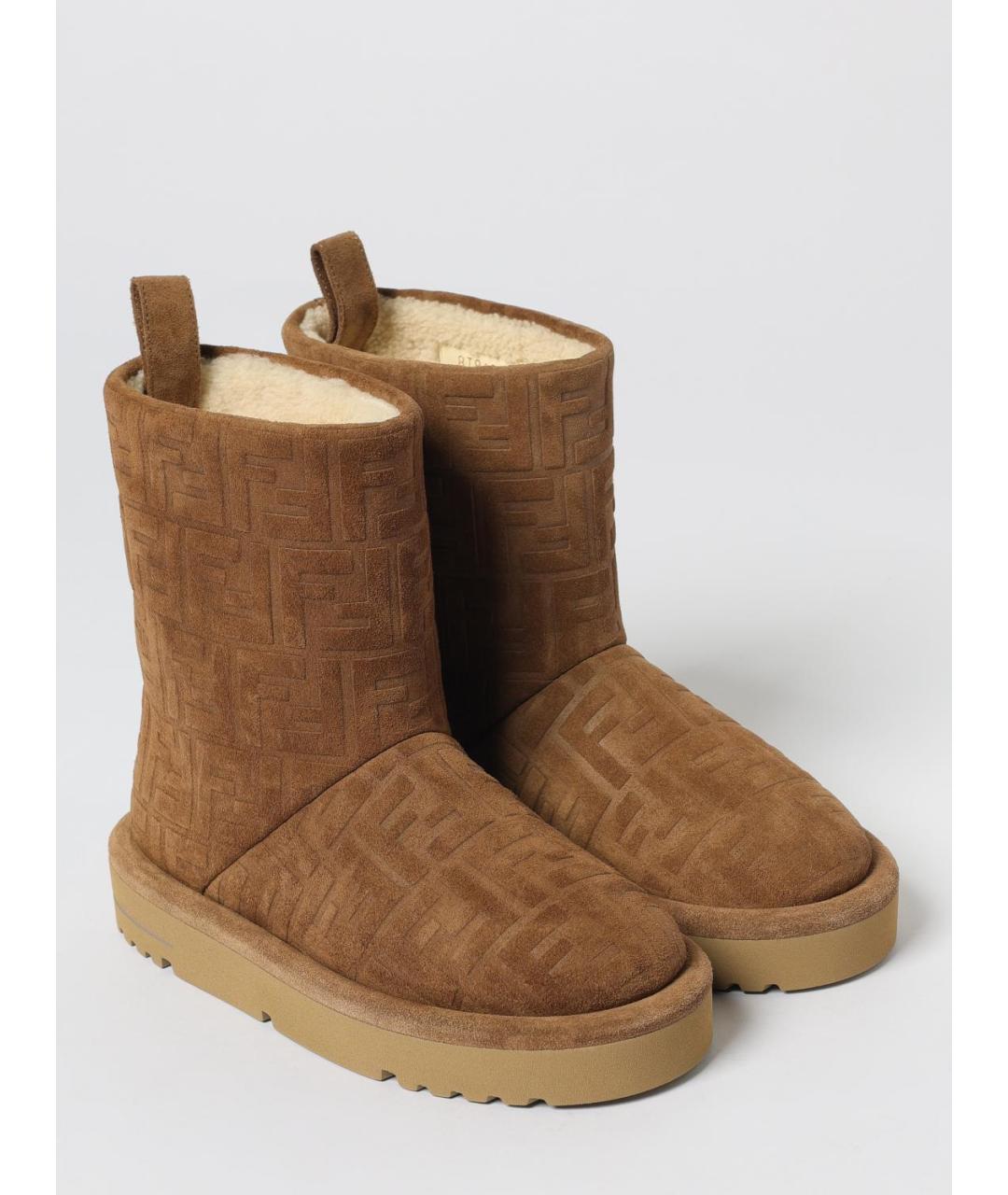 FENDI Коричневые замшевые сапоги, фото 2