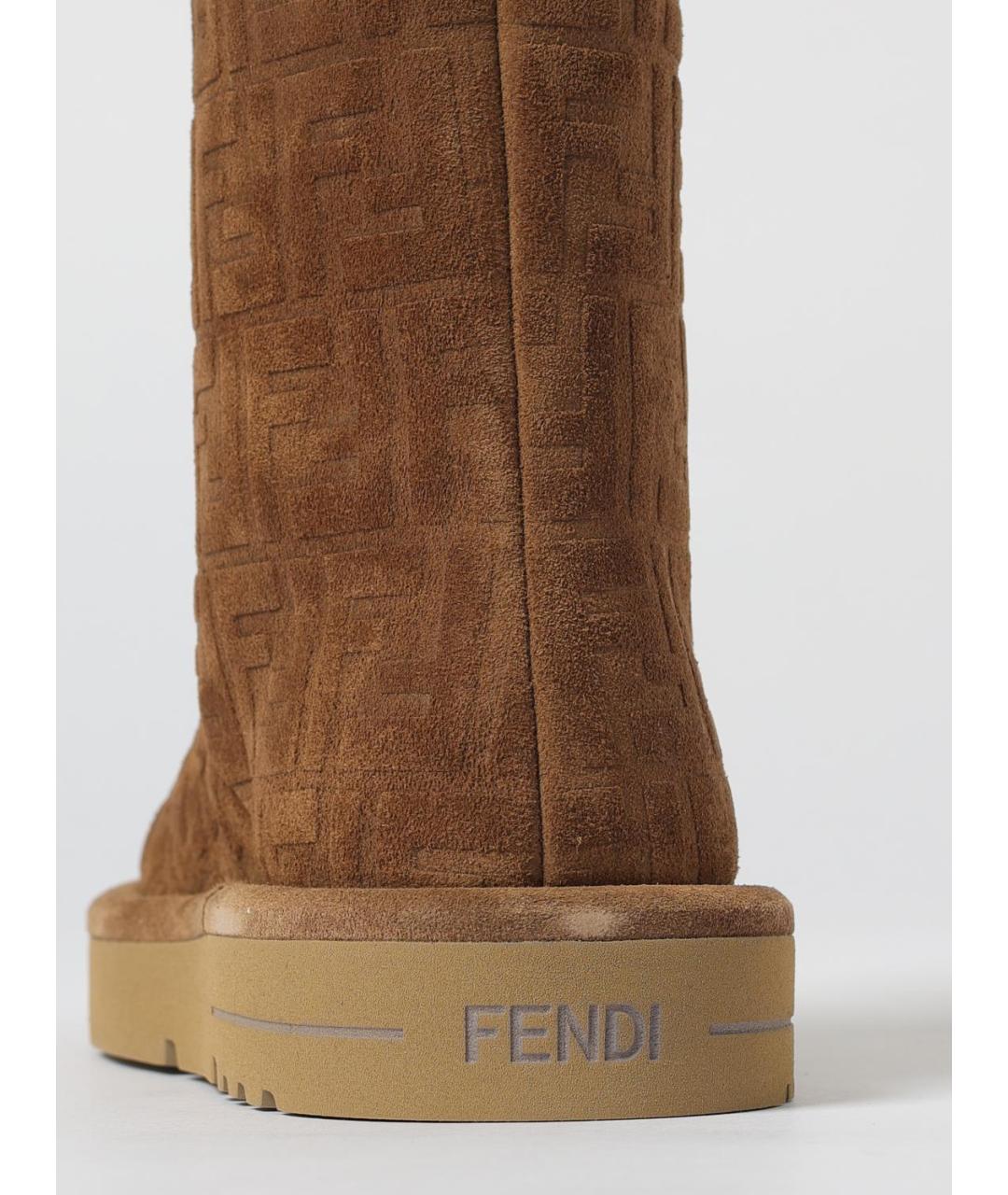 FENDI Коричневые замшевые сапоги, фото 4