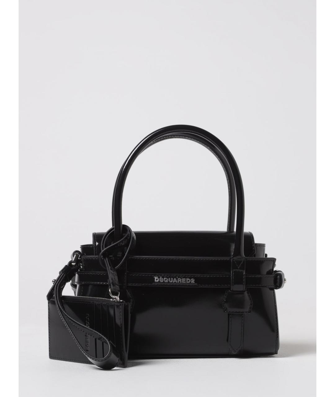 DSQUARED2 Черная сумка тоут из лакированной кожи, фото 4