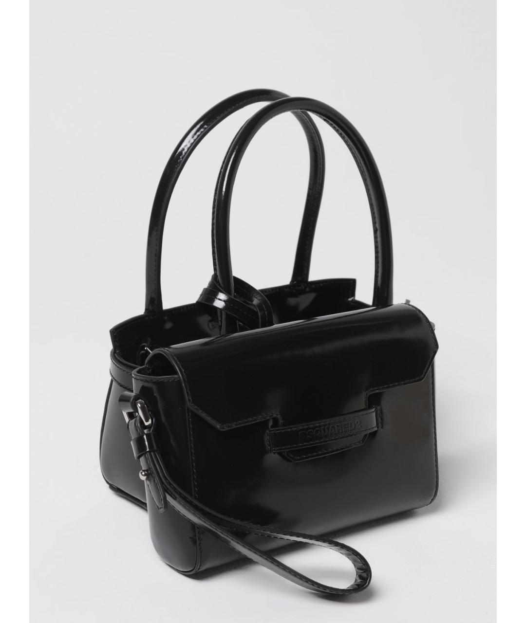 DSQUARED2 Черная сумка тоут из лакированной кожи, фото 3