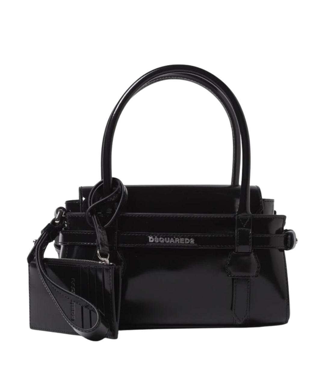 DSQUARED2 Черная сумка тоут из лакированной кожи, фото 1