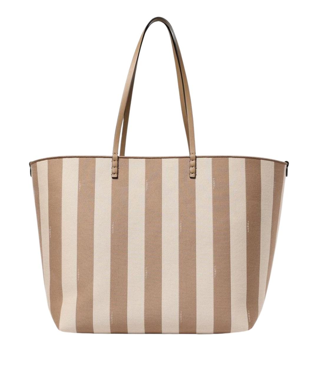 FENDI Бежевая тканевая сумка тоут, фото 1