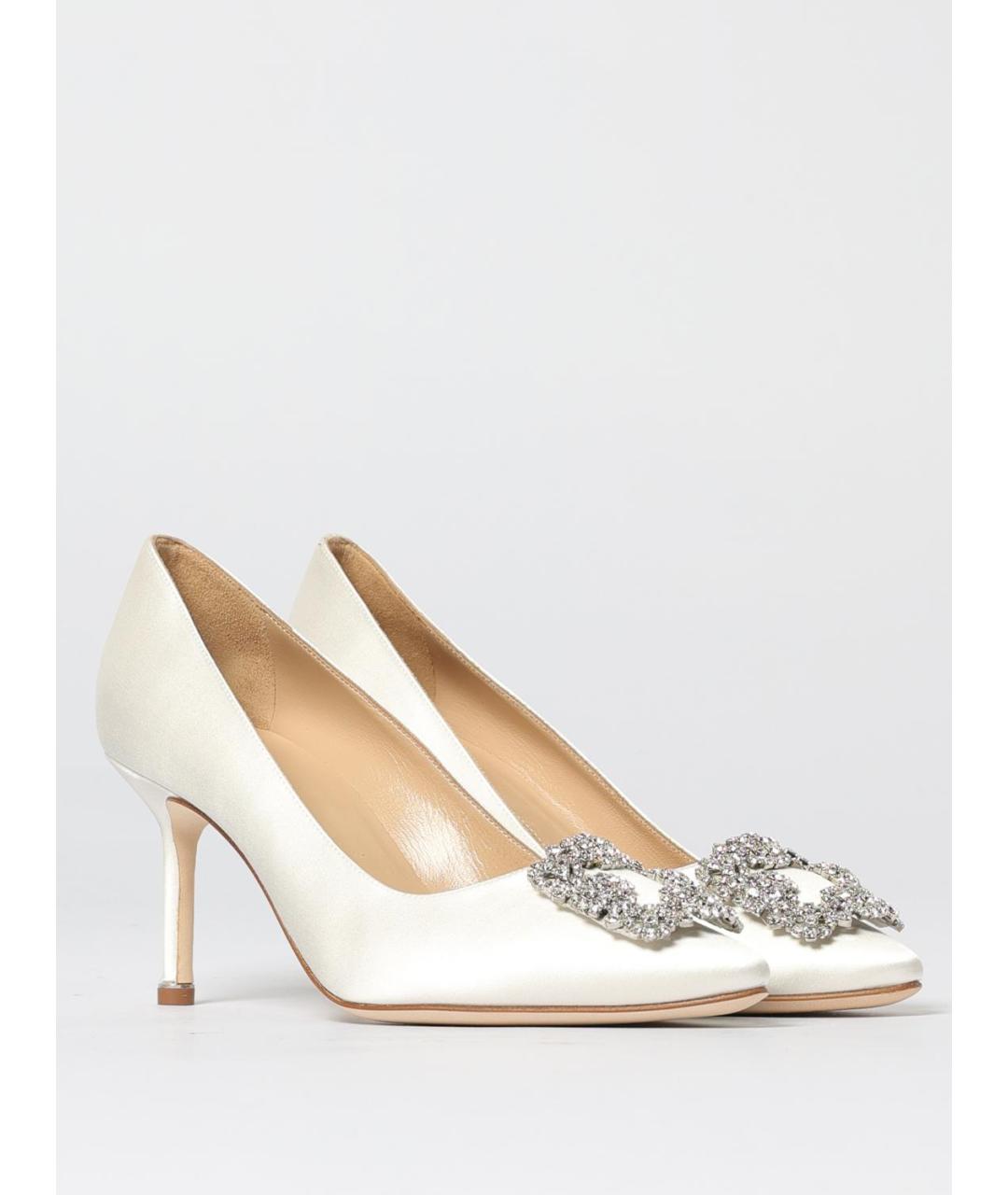 MANOLO BLAHNIK Бежевые текстильные туфли, фото 2