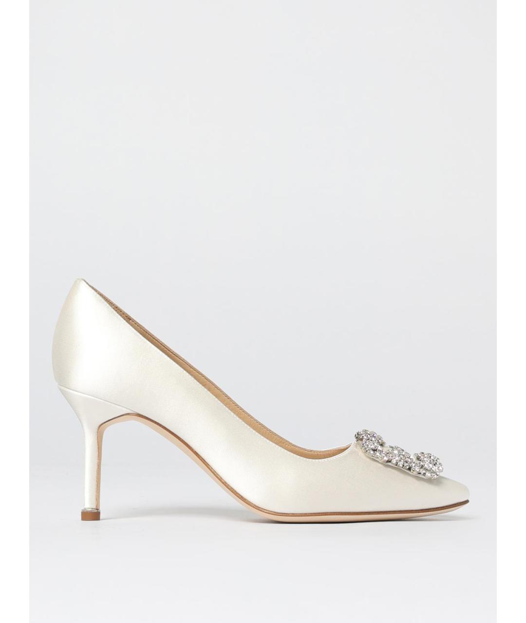 MANOLO BLAHNIK Бежевые текстильные туфли, фото 5