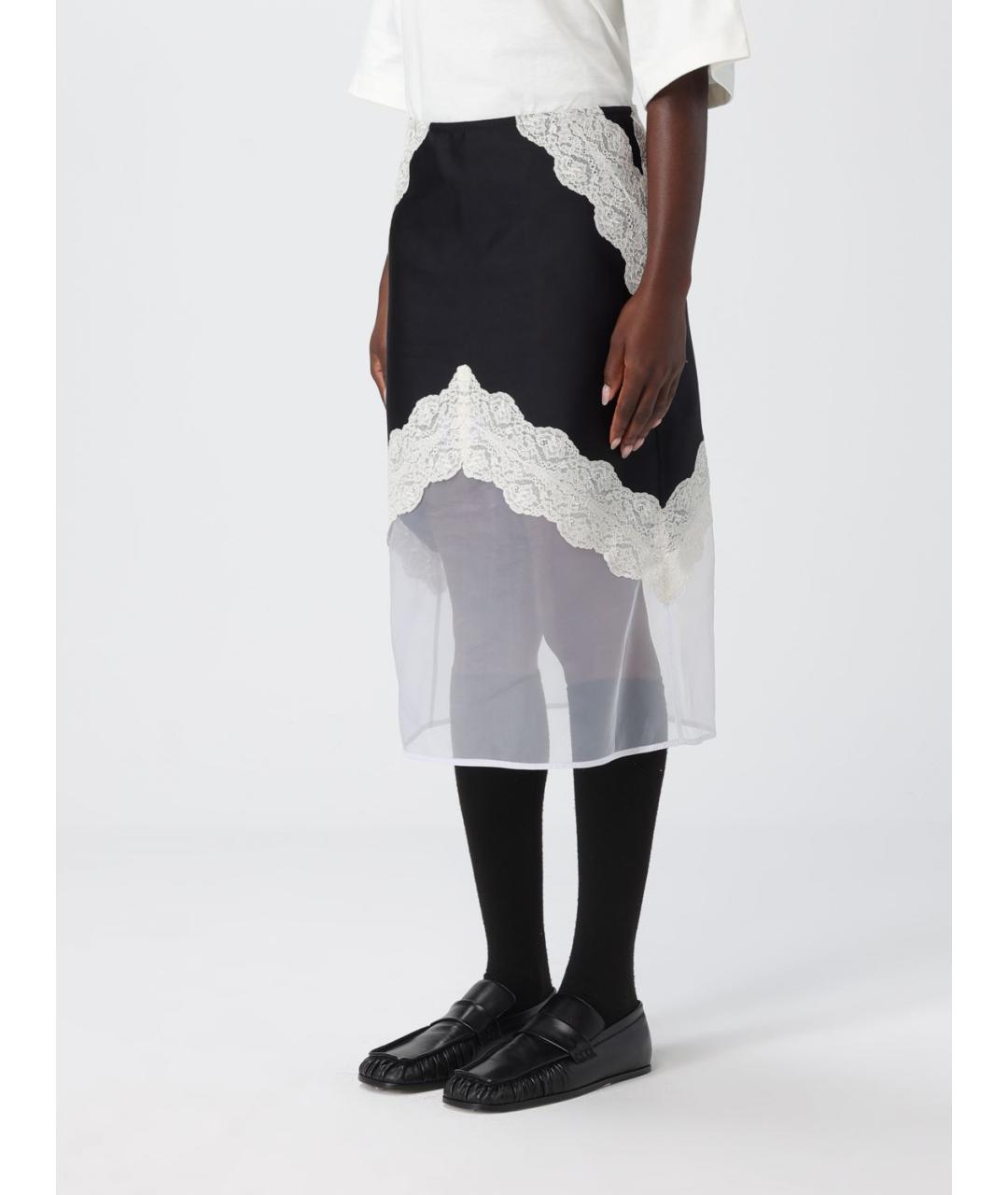 JIL SANDER Черная полиэстеровая юбка миди, фото 4